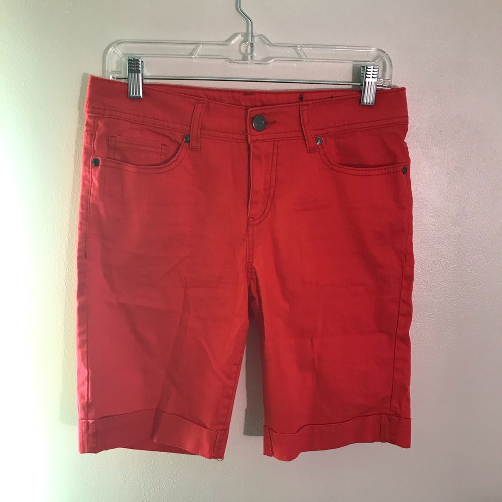 Red Bermuda shorts